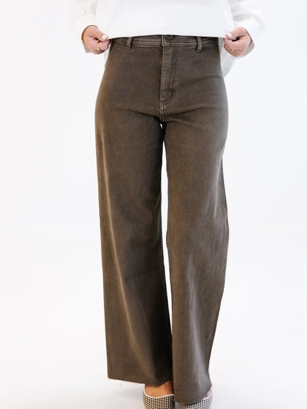 Miou Muse Brown High Rise Straight Leg Denim Pants Small
